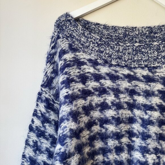 Rachel Comey Blue Houndstooth Alpaca Knit Sweater - Picture 3 of 5